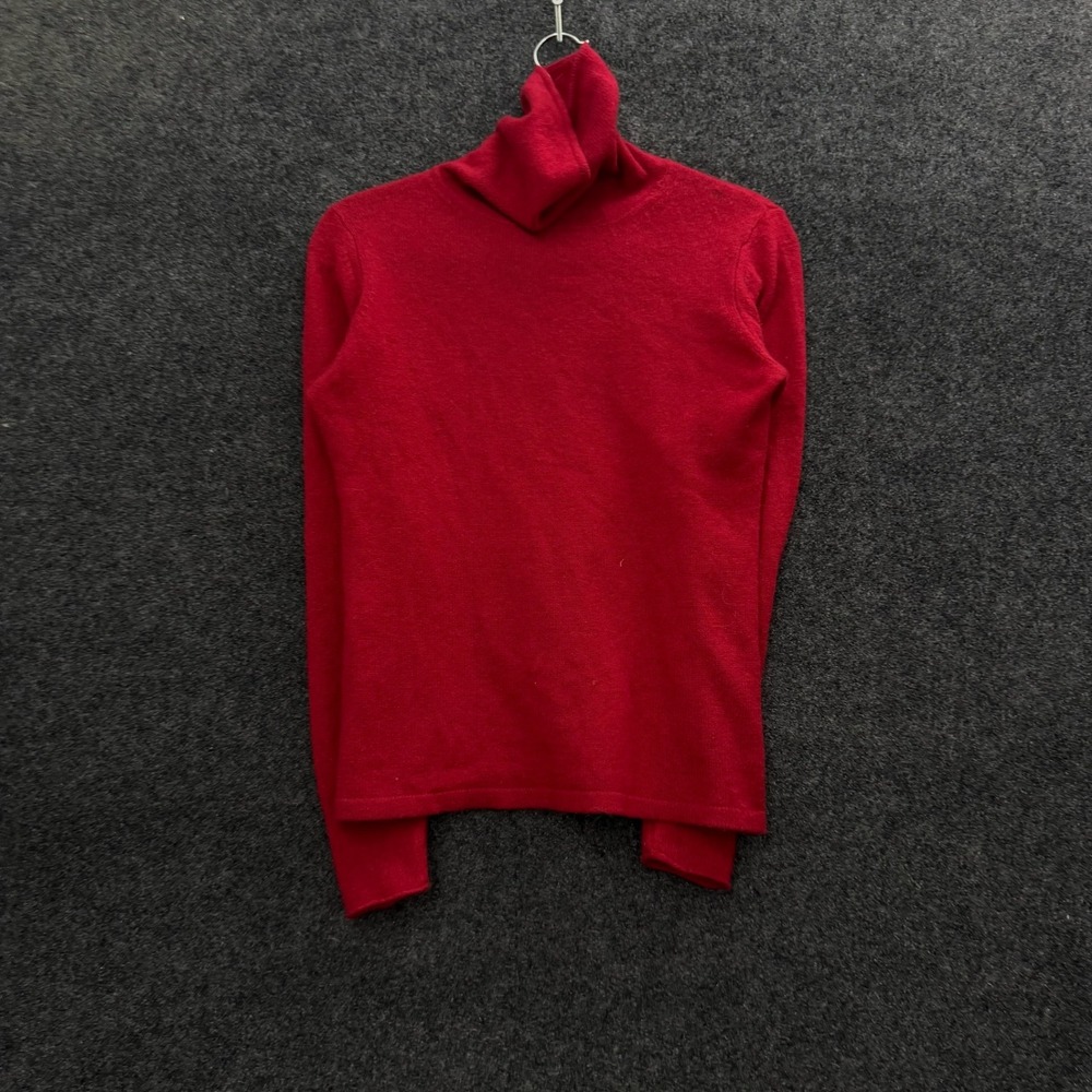 Marina Luna Vintage Red 100% Cashmere 2-Ply Turtleneck Sweater Womens Medium